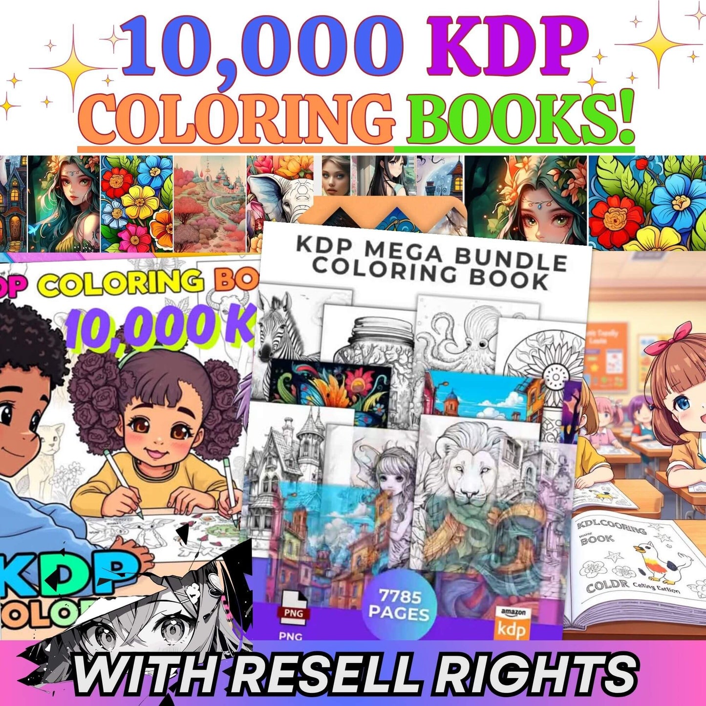 10000+ Pages PLR Coloring Book| KDP Digital Products