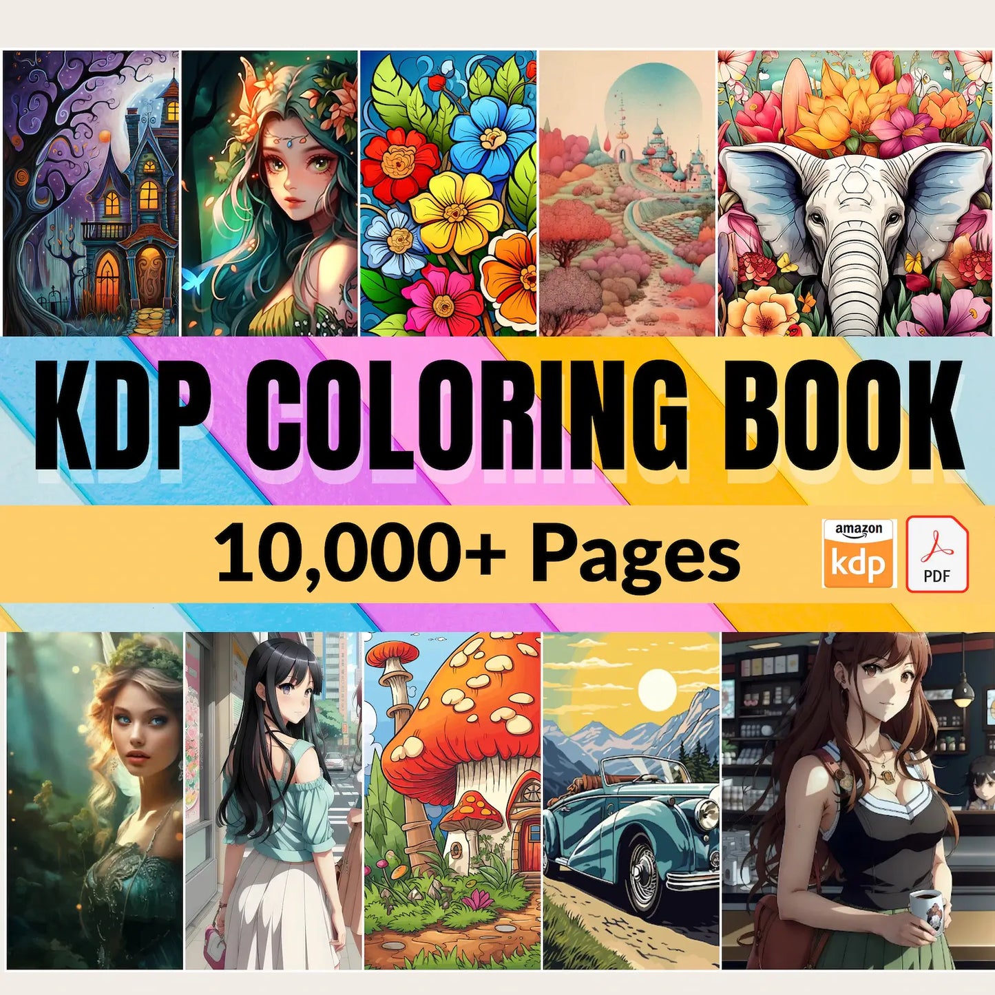 10000+ Pages PLR Coloring Book| KDP Digital Products